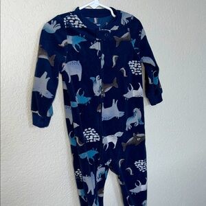 Navy Blue Artic animals onesie 2way zipper